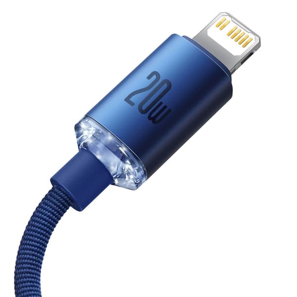 Baseus kabel Crystal Shine USB-C - Lightning 2,0 m 20W blå blå