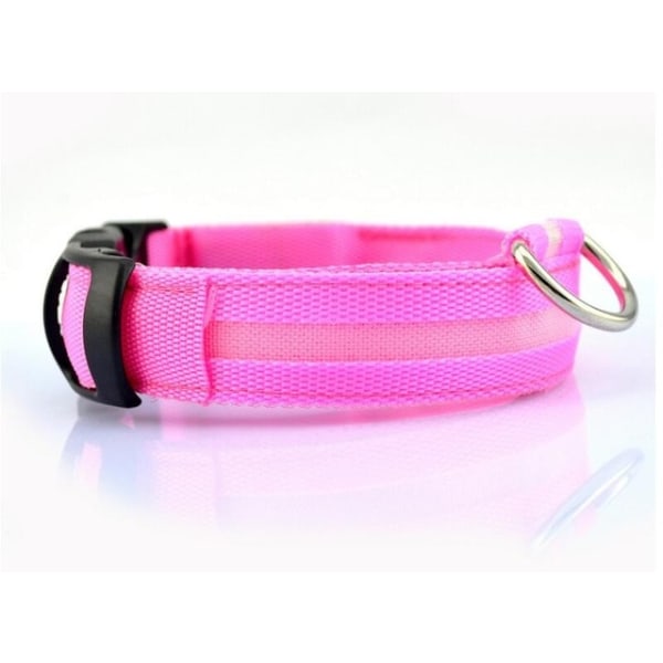 LED-halsband, reflekterande i nylon|rosa rosa