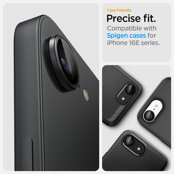 Spigen Optik Pro Glas tR \"EZ Fit\" Kameraskydd 2-pack för iPhone 16E svart
