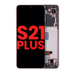OLED-enhet med ram för Samsung Galaxy S21 Plus 5G (Aftermarket Plus) (Phantom Violet / Rosa / Guld) guld