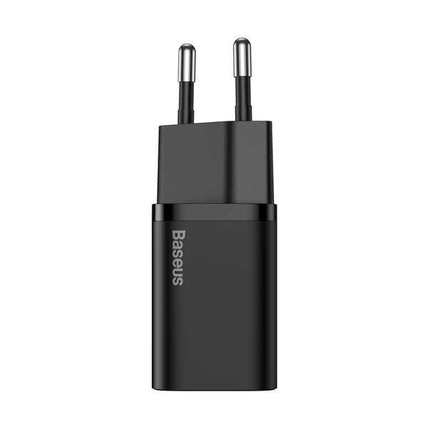 Baseus väggladdare Super Si PD 20W 1x USB-C svart + USB-C - Lightning-kabel