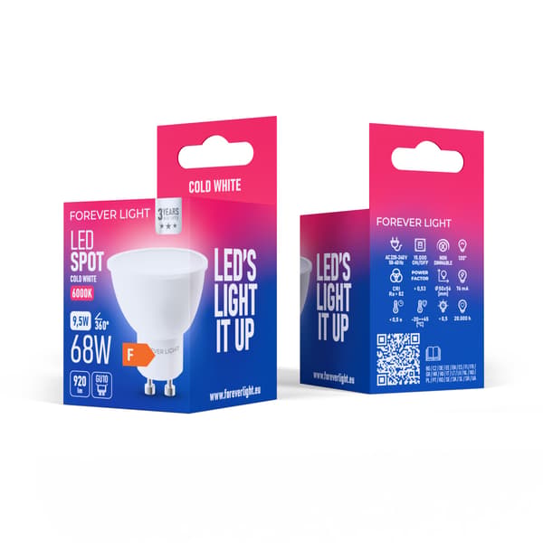 Forever Light LED-lampa GU10 9 5W 920lm 6000K klass F