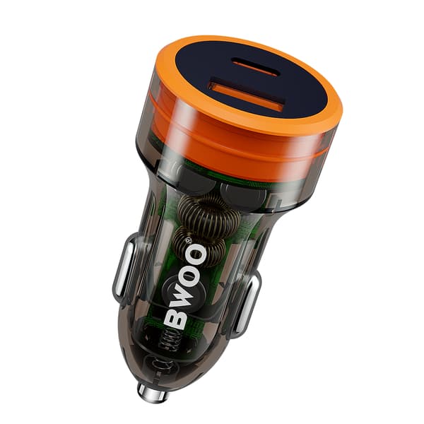 BWOO PD billaddare 1x USB-C - USB-A port 38W transparent transparent