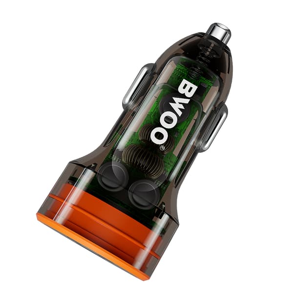 BWOO PD billaddare 1x USB-C - USB-A port 38W transparent transparent