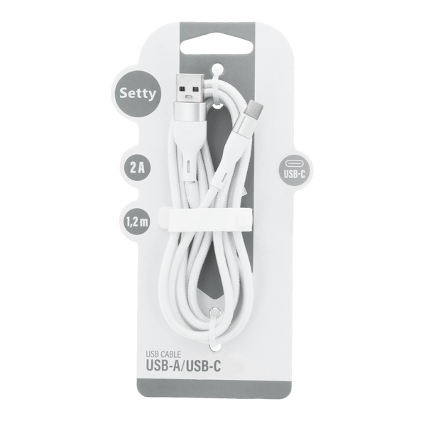 Setty USB - USB-C kabel 1,2 m 2A KSA-C-1 220 vit vit