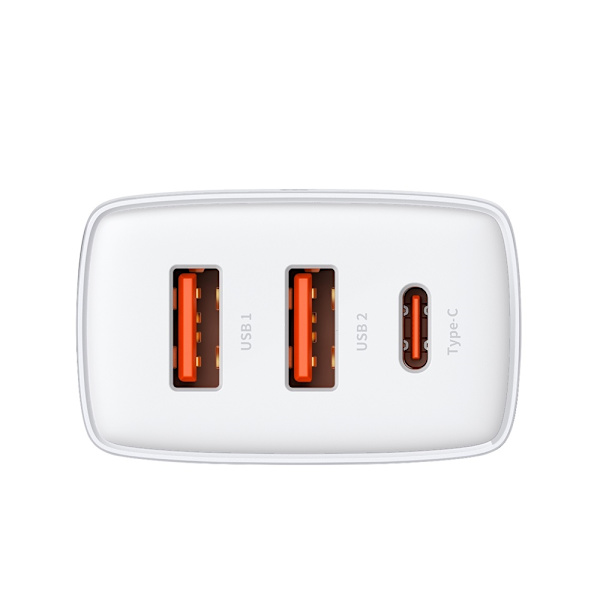 Baseus Wall Charger PD 30W - 1x USB-C, 2x USB-A, White