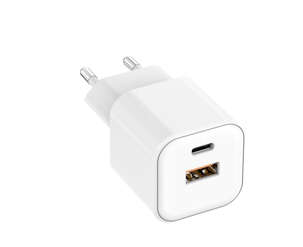 Setty väggladdare USB-A + USB-C 20W LSGaN-AC-200 vit vit