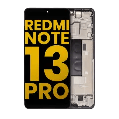 OLED-enhet med ram för Xiaomi Redmi Note 13 Pro 5G (renoverad) (svart)