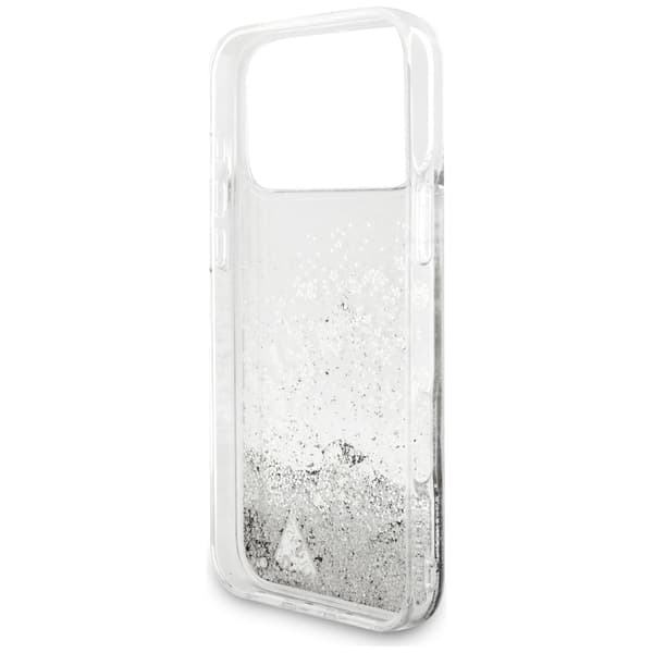 Guess Liq. Glitter Charms-fodral för iPhone 17 Pro Max silver