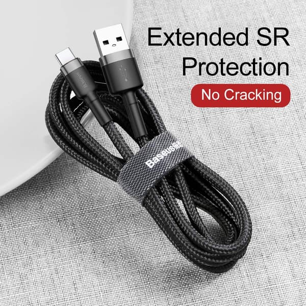Baseus kabel Cafule USB - USB-C 0,5 m 3A grå-svart svart
