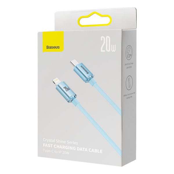 Baseus kabel Crystal Shine USB-C - Lightning 1,2 m 20W himmelsblå