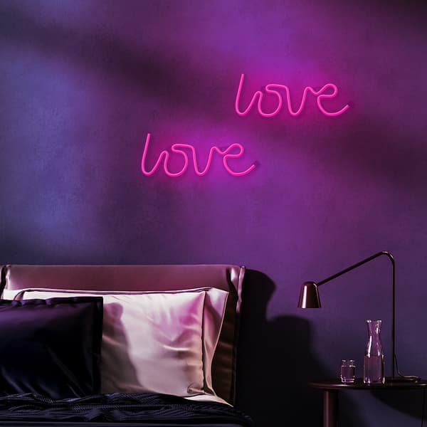 Neon LED-ljus KÄRLEK rosa Bat + USB FLNE05 Forever Light