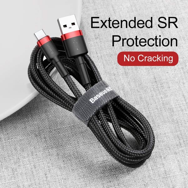 Baseus kabel Cafule USB - USB-C 0,5 m 3A röd-svart svart