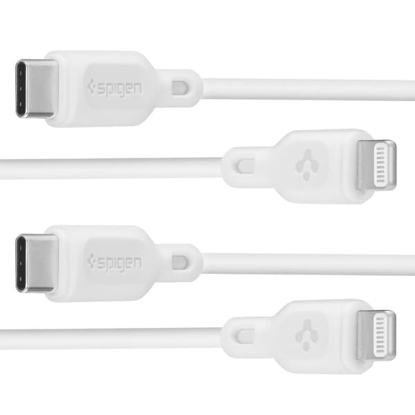 2-pack Lightning-kabel för iPhone - Spigen DuraSync 100cm Vit, MFi-certifierad