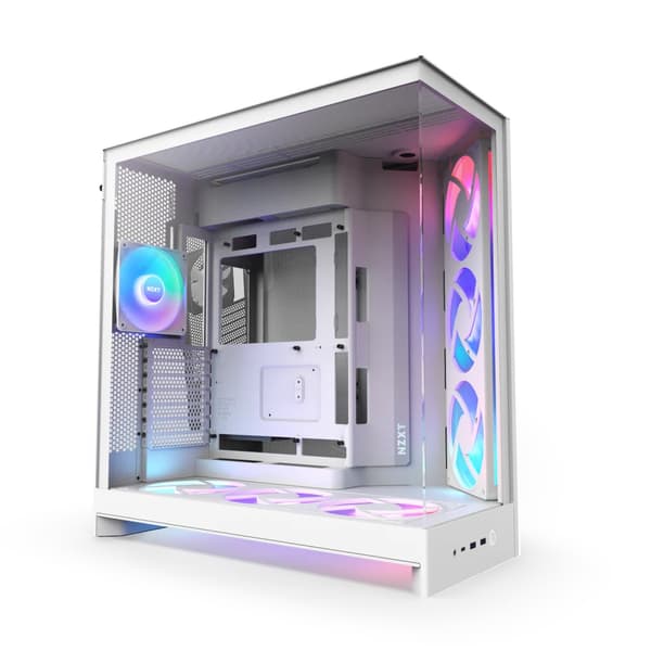 NZXT H9 Flow RGB+ 2025 Tårn ATX Ingen strömförsörjning vit vit