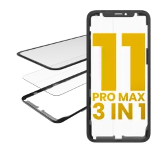3 i 1 (Glas med förmonterad OCA + ram) för iPhone 11 Pro Max (OCA Master)