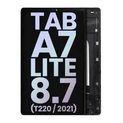 LCD-enhet med ram för Samsung Galaxy Tab A7 Lite 8.7\" (2021) (T220) (WiFi-version) (Service Pack) (Svart) svart