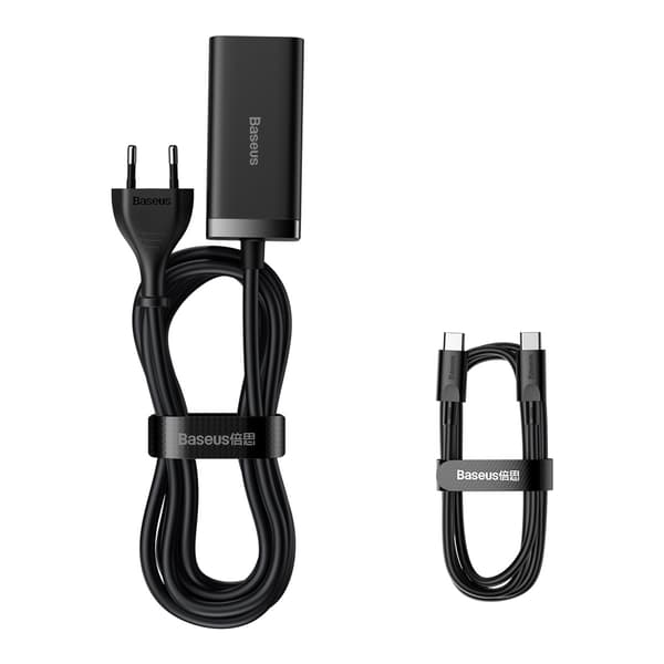 Baseus väggladdare GaN3 Pro 100W 2x USB-C 2x USB svart