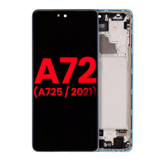 OLED-enhet med ram för Samsung A72 (A725 / 2021) (6.36\") (Eftermarknad Plus) (Awesome Blue)
