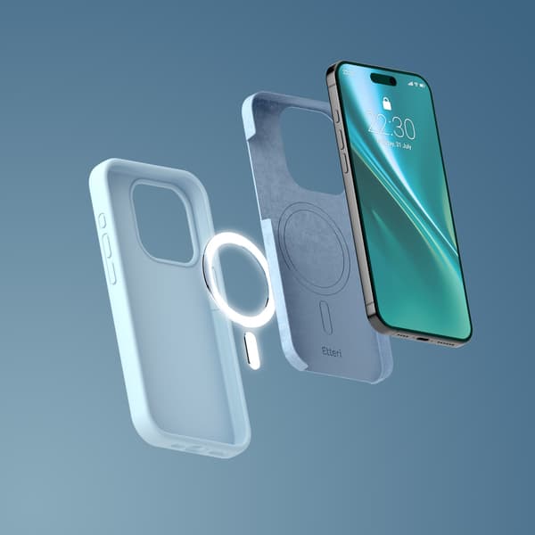 Etteri Silikon Mag-skal för iPhone 15 Pro Max ljusblå blå