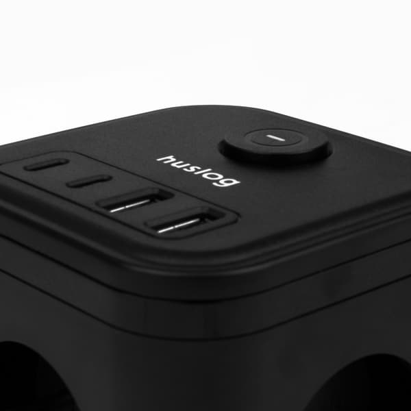 Huslog kubförlängningssladd med USB