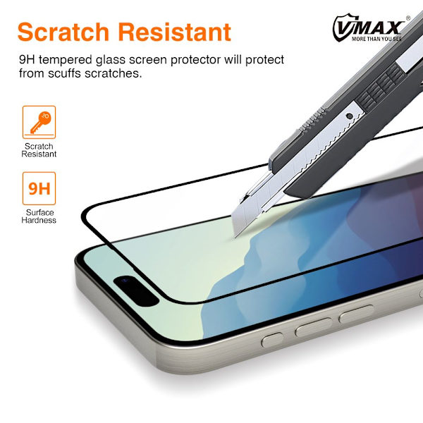 Vmax härdat glas 9D Glas för iPhone 15 Plus 6,7\"