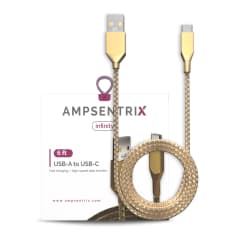 USB Typ C till USB Typ A-kabel (1,8 m) (AmpSentrix Infinity) (Guld)