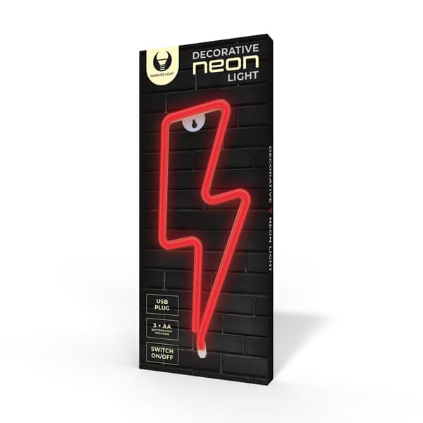 Neon LED-lampa BOLT röd Bat + USB FLNE06 Forever Light röd