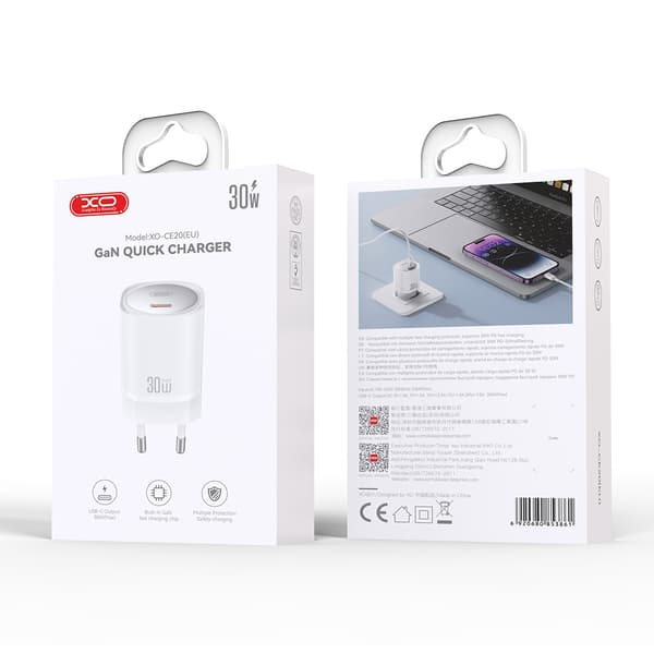 XO väggladdare CE20 PD 30W 1x USB-C vit