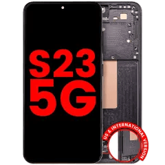 OLED-enhet med ram för Samsung Galaxy S23 5G (USA och internationell) (Eftermarknad Plus) (Phantom Black)