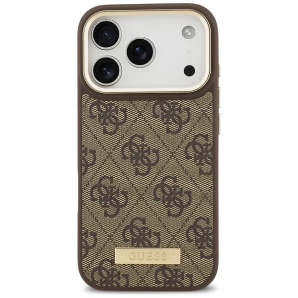 Guess 4G Logo Plate MagSafe fodral för iPhone 17 Pro brun brun