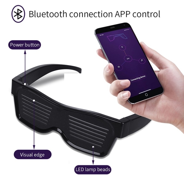 Bluetooth Appkontroll  Led Party Glasögon röd röd