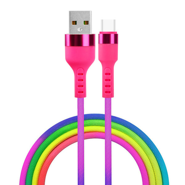 Setty USB - USB-C-kabel 1,2 m 2,1A KNA-C-1.22.113 regnbåge