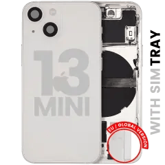 Baksida med smådelar för iPhone 13 Mini (EU / Global version) (Begagnad OEM-dragning: Klass A) (Starlight)