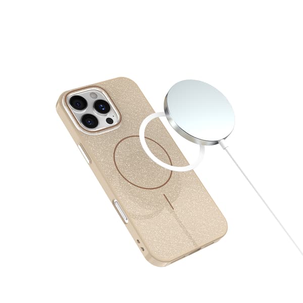 Glitter Thin Mag-fodral för iPhone 16 Pro 6,3\" brun