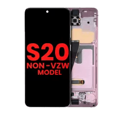 OLED-enhet med ram för Samsung Galaxy S20 5G (ej Verizon 5G UW-ram) (Aftermarket Plus) (Cloud Pink) rosa