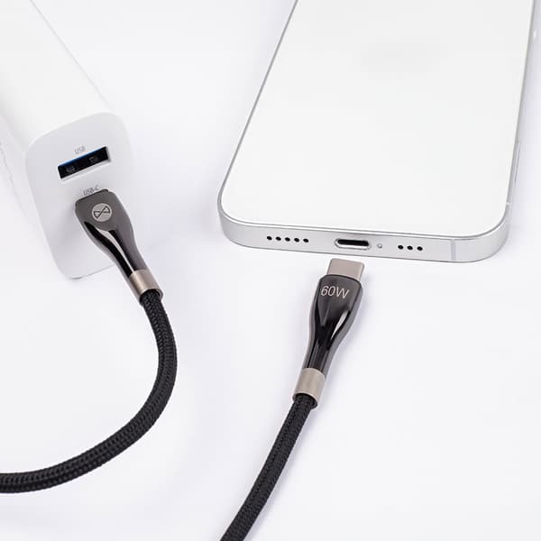 Forever Sleek kabel USB-C - USB-C 1,0 m 60W svart svart