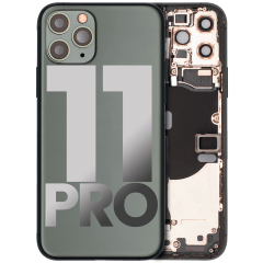 Baksida med förmonterade småkomponenter för iPhone 11 Pro (Begagnad OEM-dragning: Klass A) (Matt Midnattsgrön)