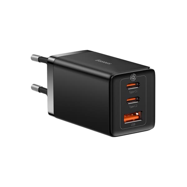 Baseus väggladdare GaN5 Pro PD 65W 2x USB-C svart + kabel USB-C - USB-C 100W
