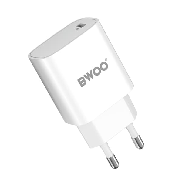 BWOO CDA159 PD väggladdare 20W 1x USB-C-port + Lightning vit vit