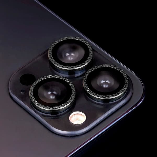 Set med linsskydd för iPhone 13 mini svart romb (2 st)