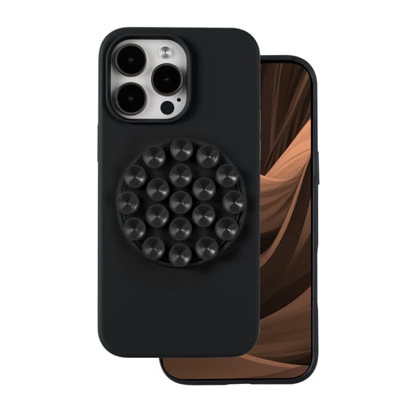 Silikonfodral med sugpropp för iPhone 15 Pro 6,1\" svart