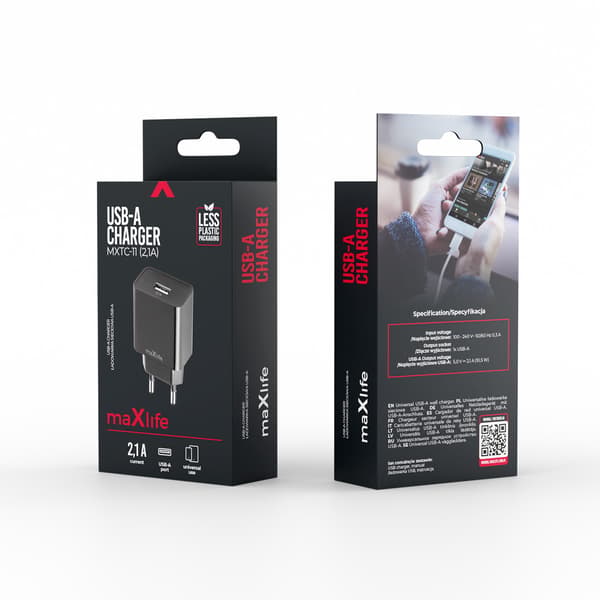 Maxlife MXTC-11 laddare 1x USB-A 2,1A svart