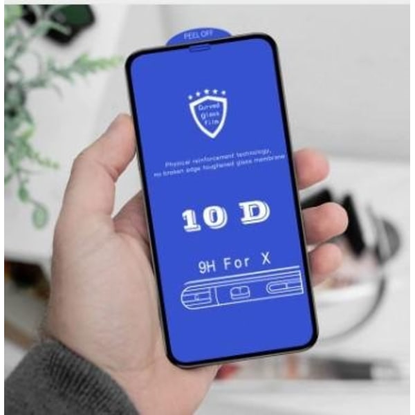 10D Full Cover Härdat Glas för Iphone X/Xs