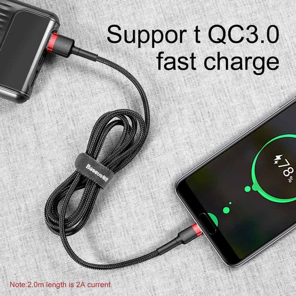 Baseus kabel Cafule USB - USB-C 0,5 m 3A röd-svart svart