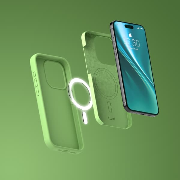 Etteri Silicone Mag skal för iPhone 15 Pro Max ljusgrön grön
