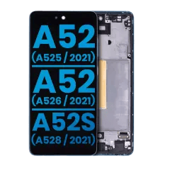 LCD-enhet med ram (utan fingeravtryckssensor) för Samsung Galaxy A52 4G (A525 / 2021) / A52 5G (A526 / 2021) / A52S (A528 / 2021) (Eftermarknad blå