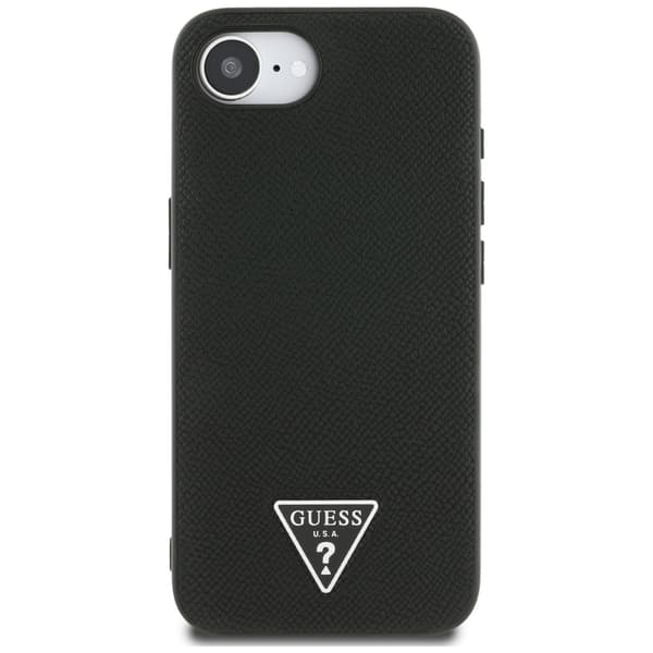 Guess HC MagSafe Grained PU Triangle Logo fodral för iPhone 16e svart svart