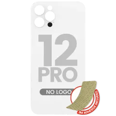 Bakglas med 3M-lim för iPhone 12 Pro (ingen logotyp / stort kamerahål) (silver) silver