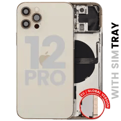 Bakre hölje med smådelar för iPhone 12 Pro (EU / Global version) (Begagnad OEM-dragning: Klass B) (Guld) guld